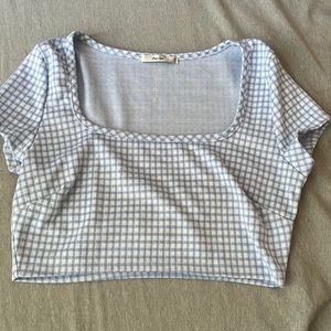 blue checkered crop top